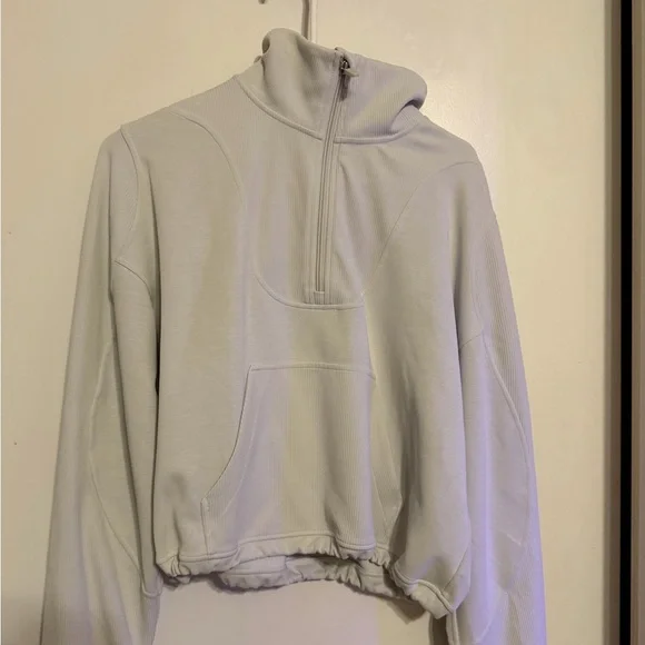 Lululemon - Brushed Softstreme Ribbed Bone Half Zip -Size 8 - Picture 2 of 4